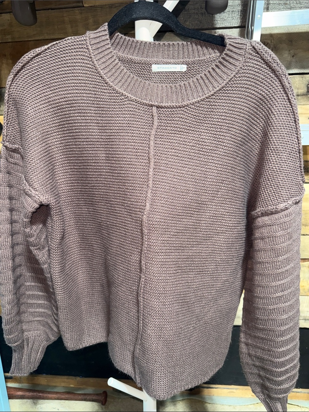 Staccato Dusty Brown Crewneck Knit Sweater Size Small